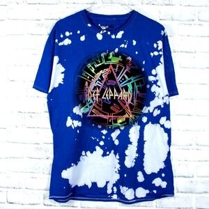 Def Leppard T Shirt Unisex Medium Blue Tie Dye Band Licensed Music Tee Merch